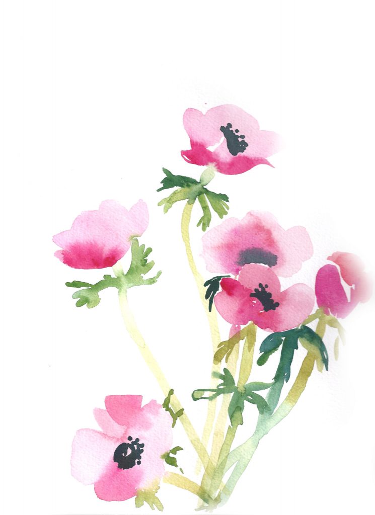 essai 3 entrainement délibéré avec fleurs à l'aquarelle