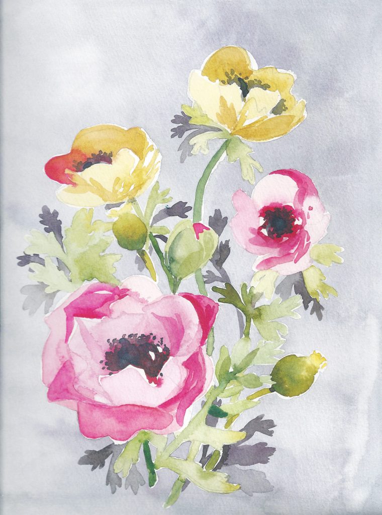 essai 4 entrainement délibéré avec fleurs à l'aquarelle