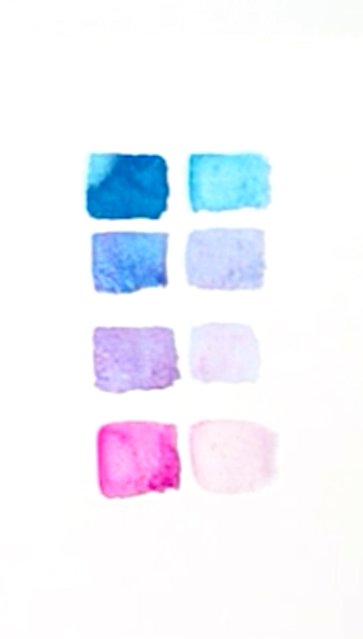 Nuancier aquarelle deux couleurs et dilutions