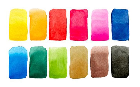les couleurs de la palette du kit débuter l'aquarelle