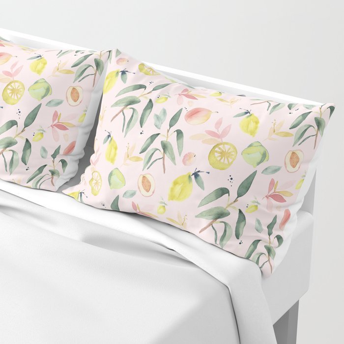 mockup de taies d'oreiller avec un motif à l'aquarelle