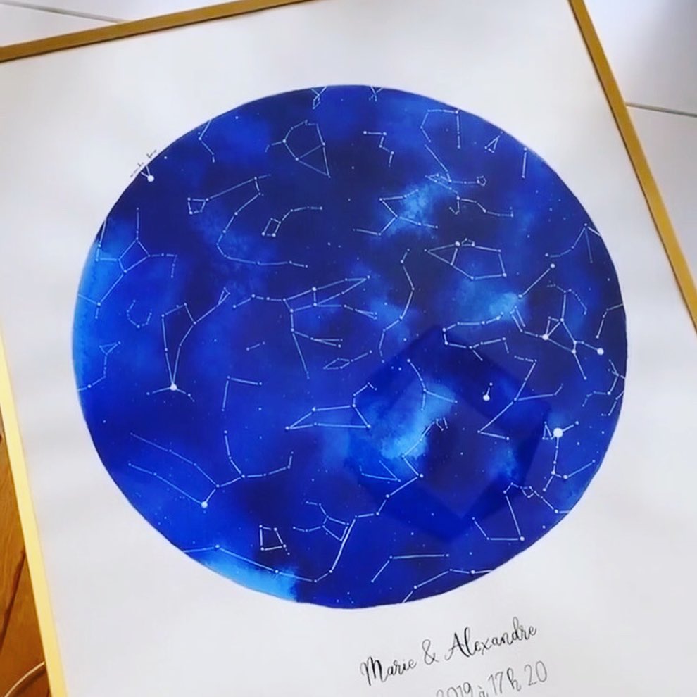 ciel étoilé à l'aquarelle de Monika Forro