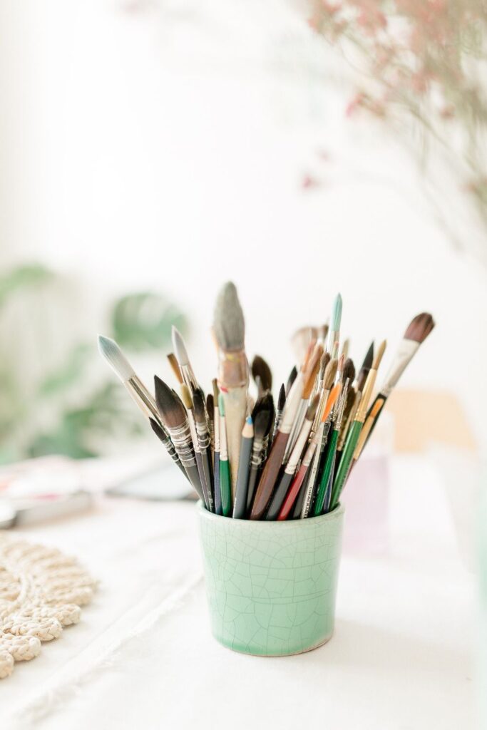 Joli pot pour ranger les pinceaux aquarelle 