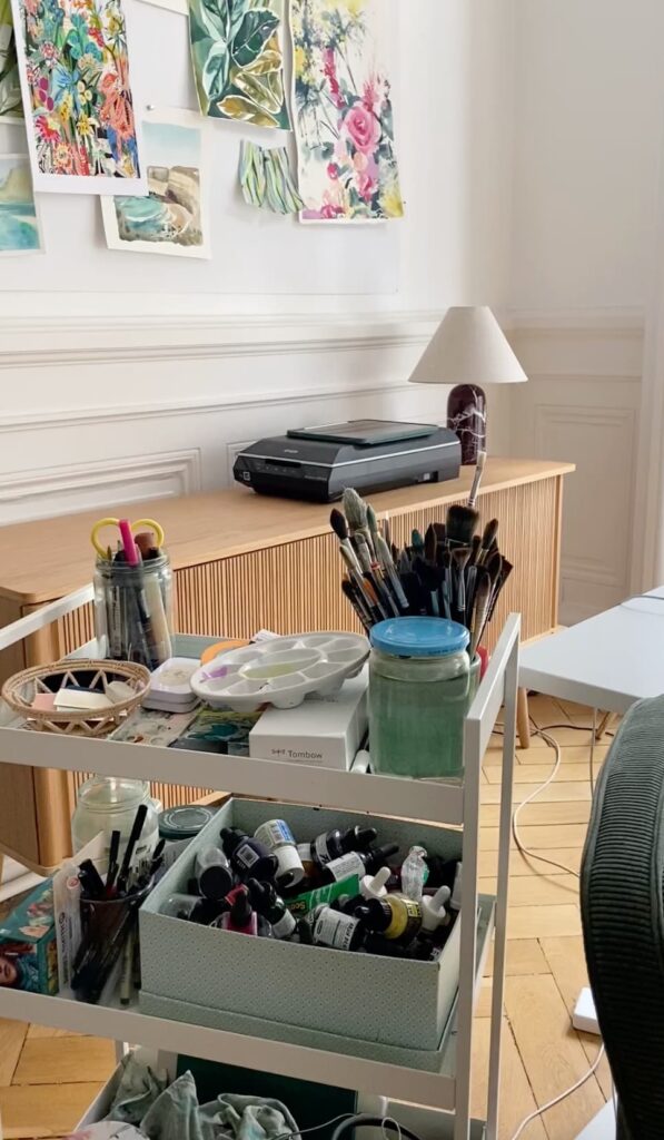 Chariot de rangement aquarelle et atelier 