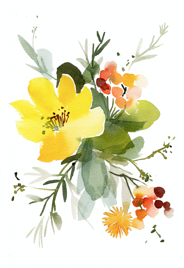 bouquet de fleurs à l'aquarelle avec des couleurs neutres