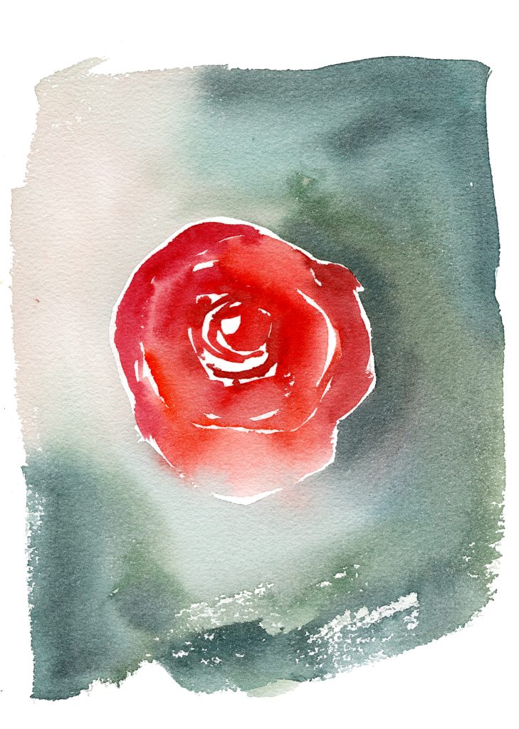 rose à l'aquarelle avec un fond de couleur neutre