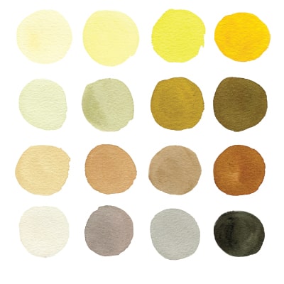 mélanges jaunes avec les aquarelle du kit débutant