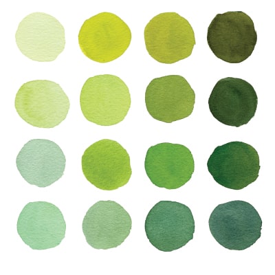 mélanges verts avec les aquarelle du kit débutant