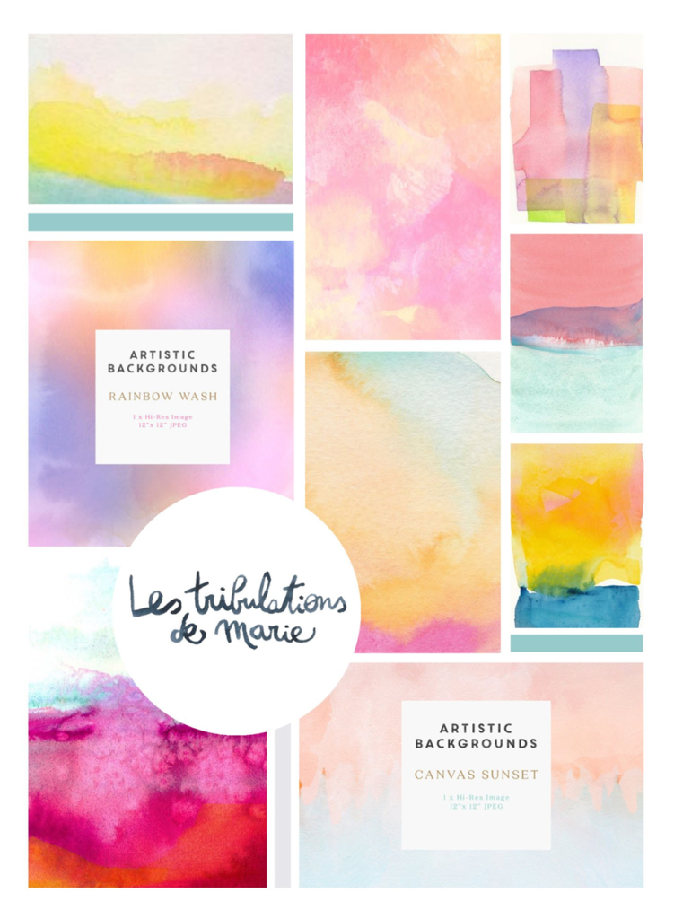 Moodboard de fonds colorés à l'aquarelle - Les Tribulations de Marie