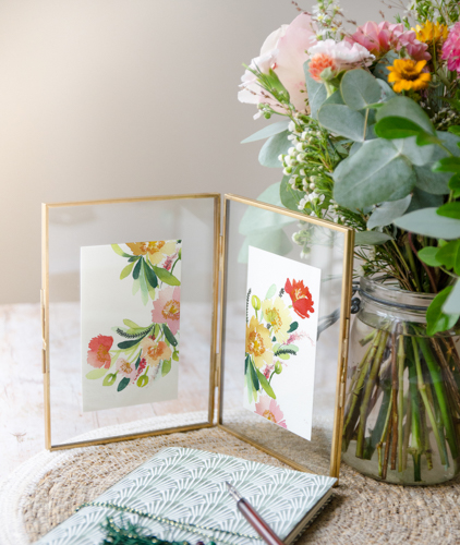 Mockup de cartes florales à l'aquarelle