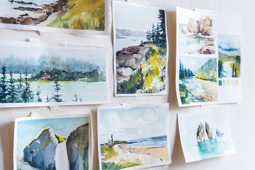 Série de paysages à l'aquarelle