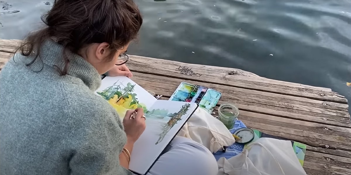 Vision romantique de l'artiste qui peint dans la nature