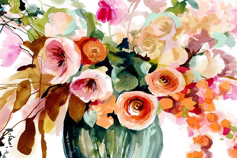 fond bouquet aquarelle