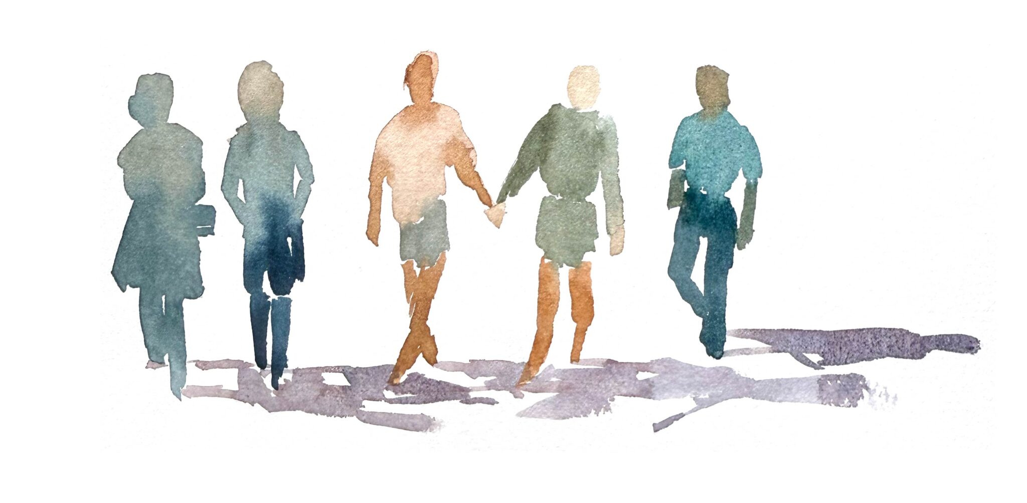 personnages en groupes en couleur