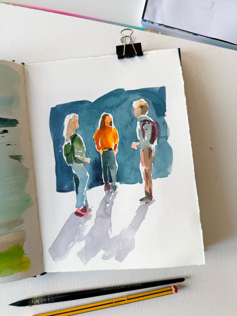 groupes de personnes peintes à l'aquarelle