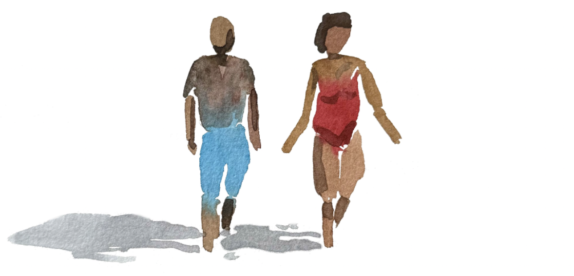 deux personnages à l'aquarelle