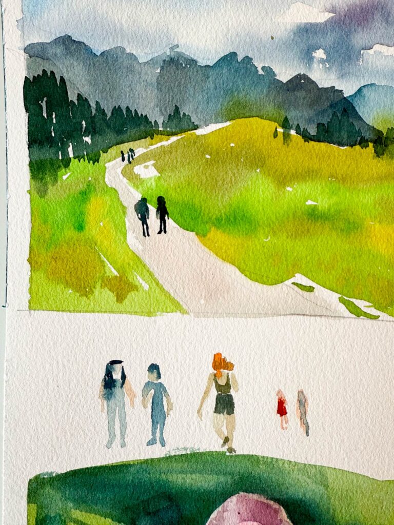 différents tests de personnages à l'aquarelle