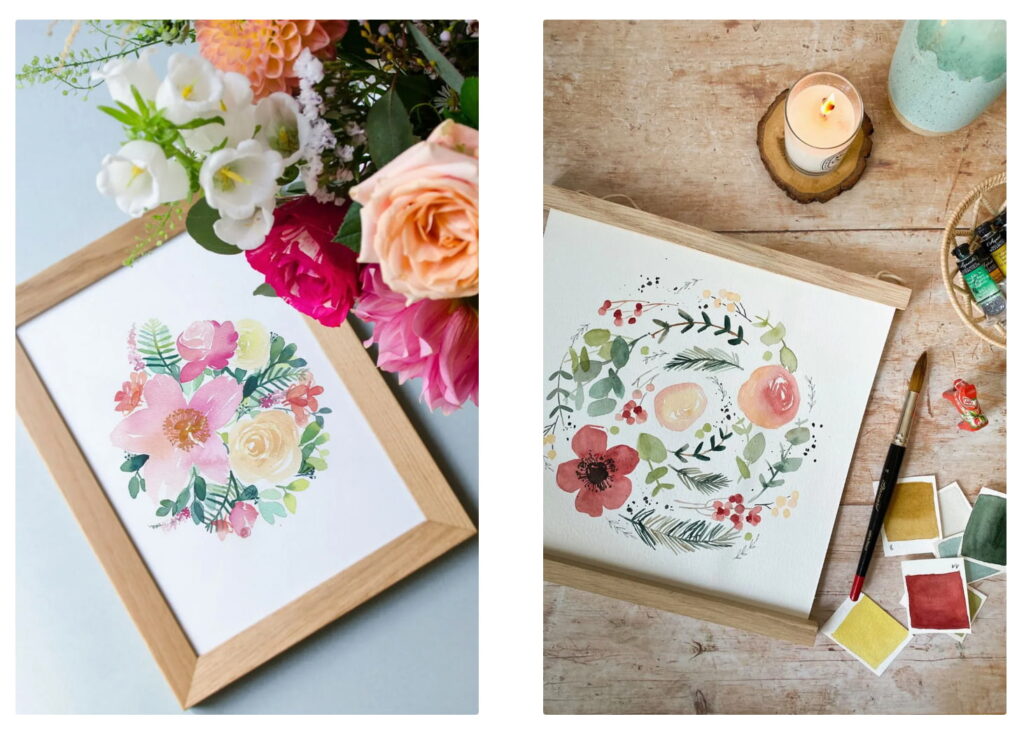 cadeaux DIY aquarelle : affiche encadrée