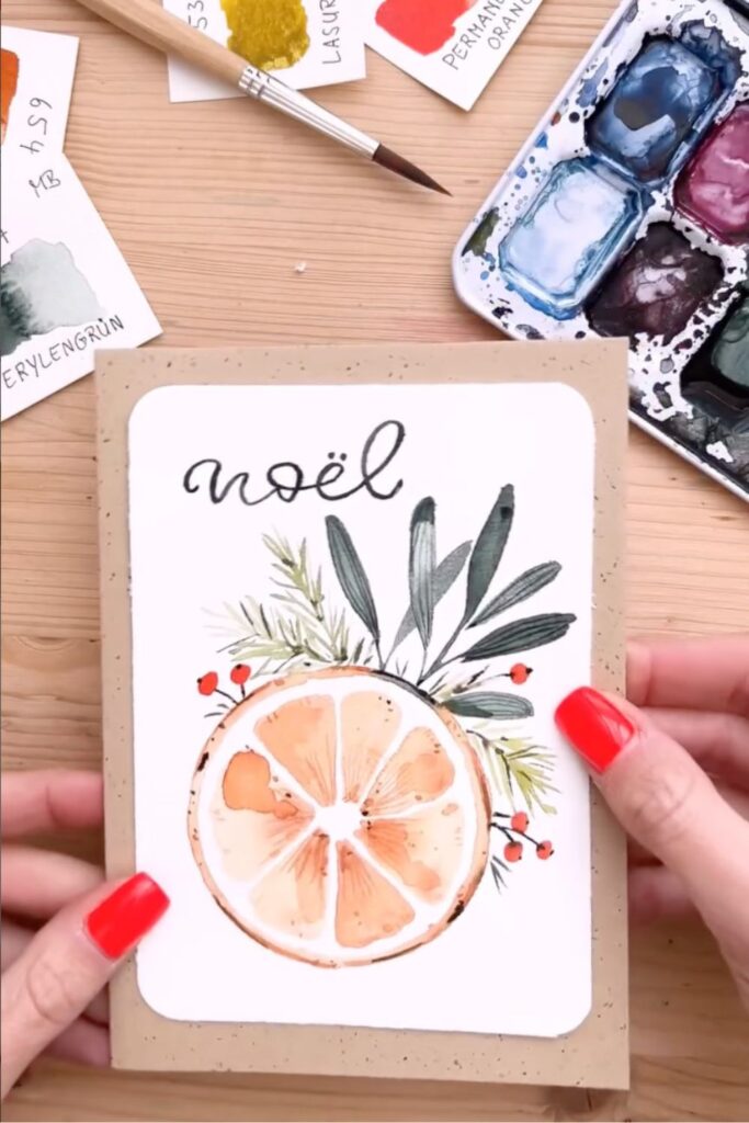 Cartes de voeux aquarelle agrumes 