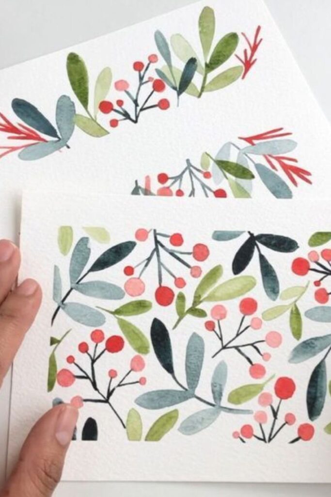 Idées de décorations de noël à l'aquarelle : le papier cadeau personnalisé 