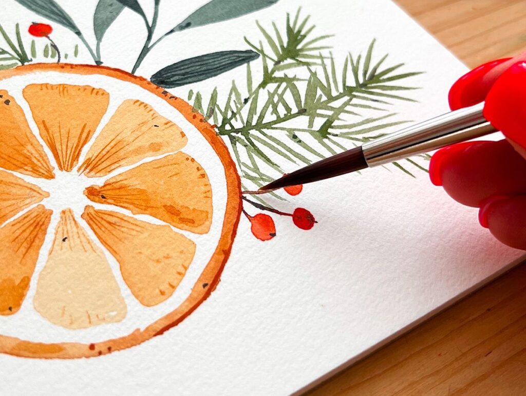 Inspirations hiver aquarelle : agrumes