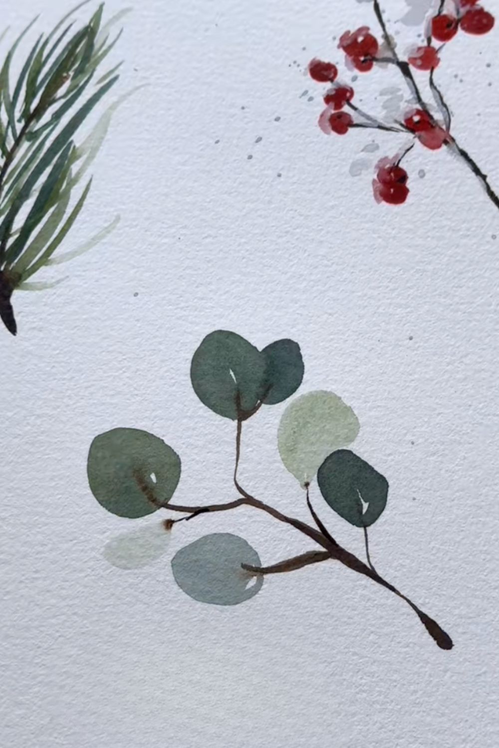 Inspirations d'hiver aquarelle : eucalyptus