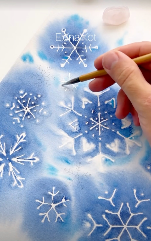 Flocons de neige à l'aquarelle