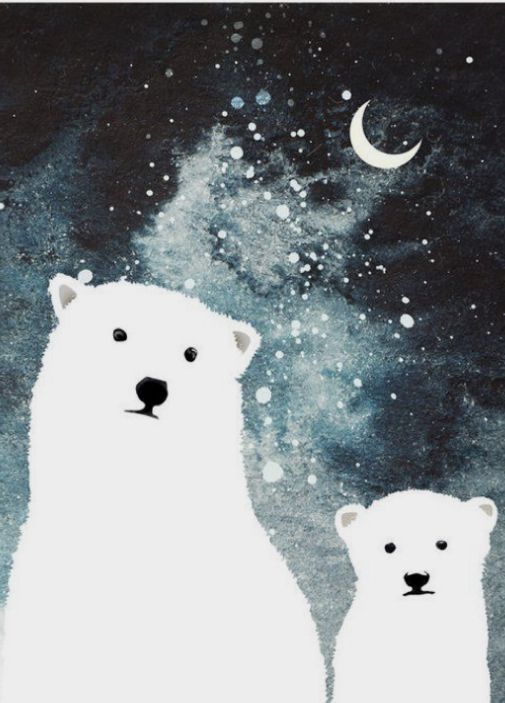 Inspirations d'hiver aquarelle : ours polaires
