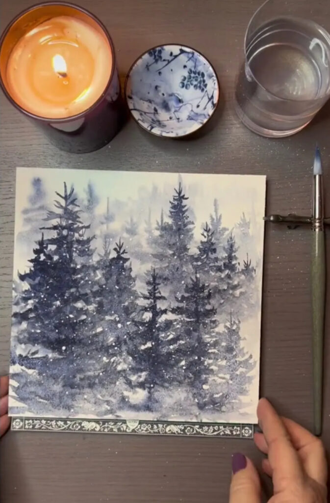 Paysage aquarelle brumeux