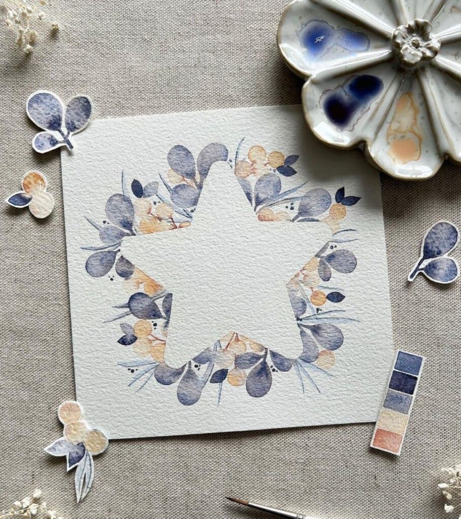 Idées de décorations de noël à l'aquarelle : les marques places invités