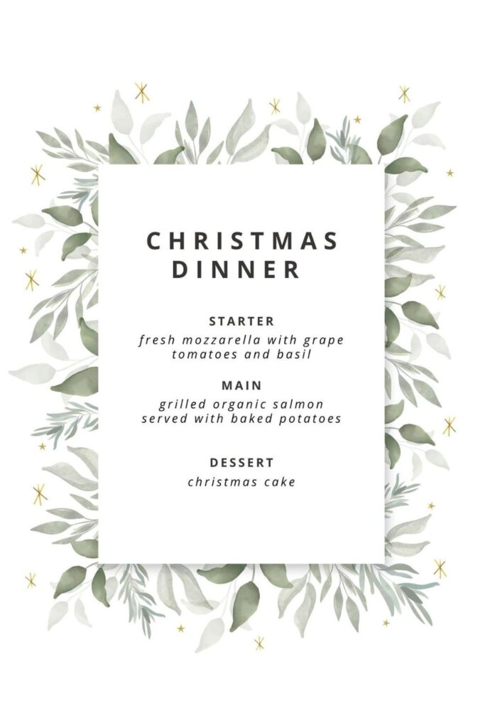 Idées de décorations de noël à l'aquarelle : le menu personnalisé