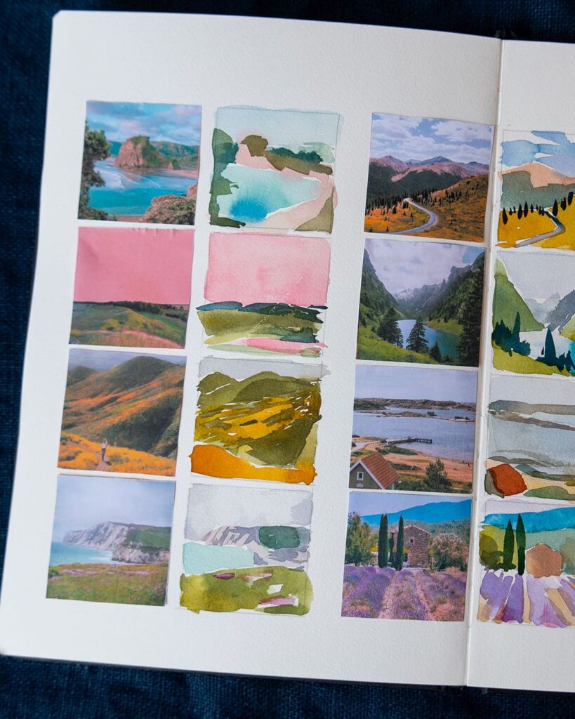 Mini paysages à l'aquarelle