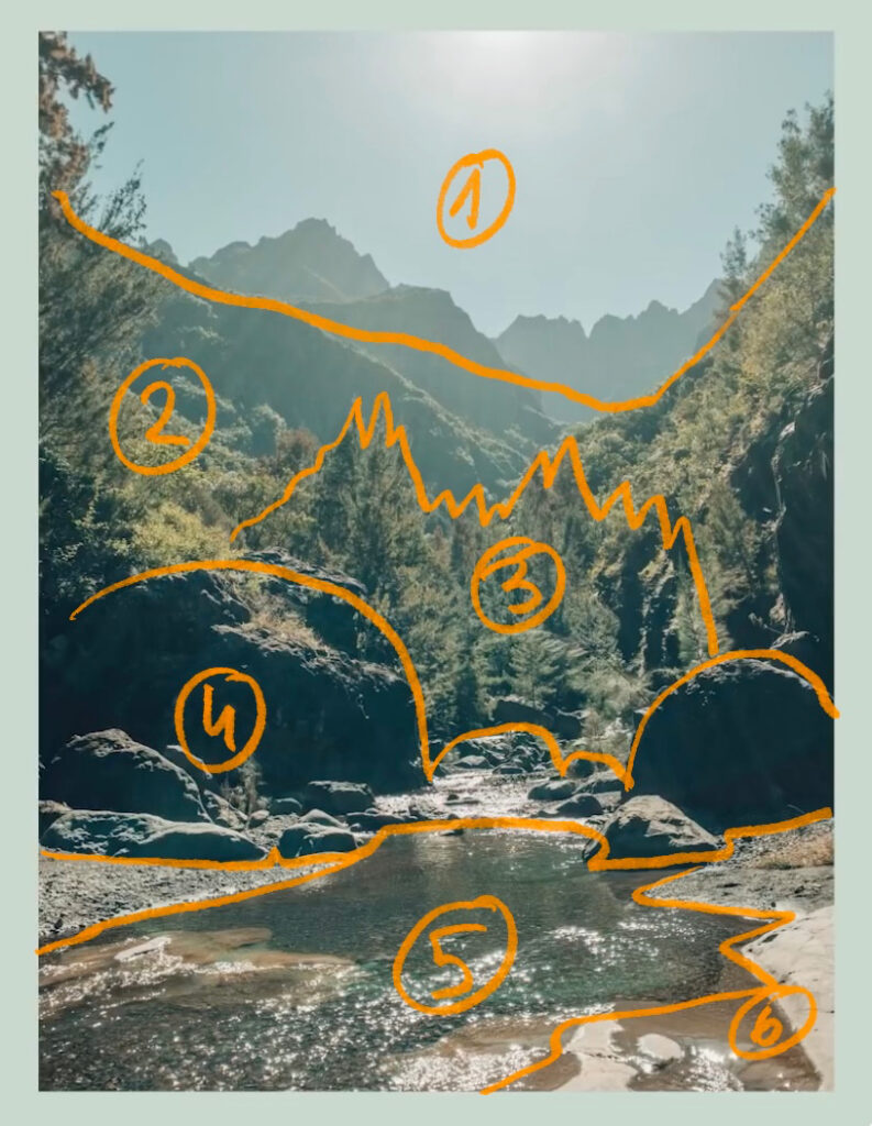 Dans quel ordre peindre un paysage : les blocs