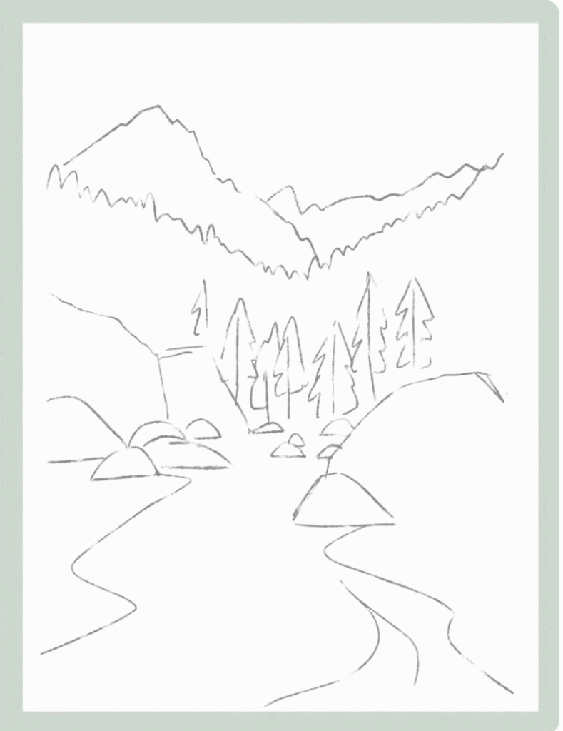 Dans quel ordre peindre un paysage : le croquis