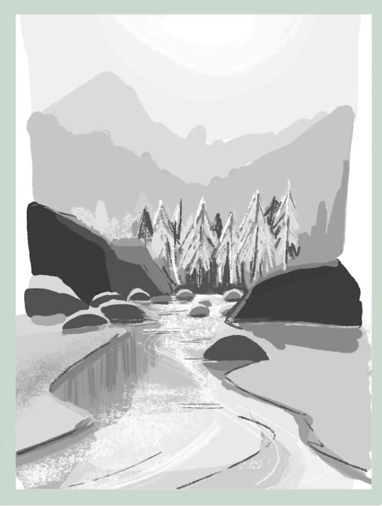 Dans quel ordre peindre un paysage : le schéma de valeurs