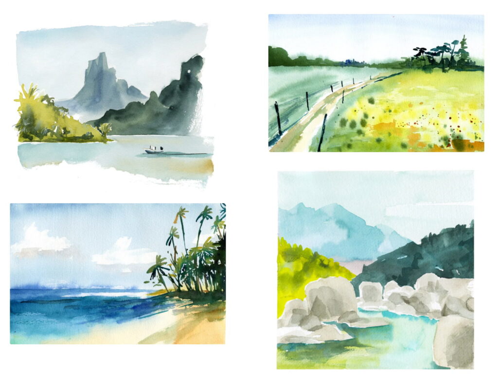 Faire de l'aquarelle sans savoir dessiner les paysages 
