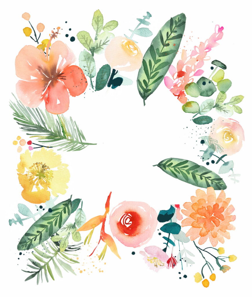 Couronnes de fleurs à l'aquarelle sens