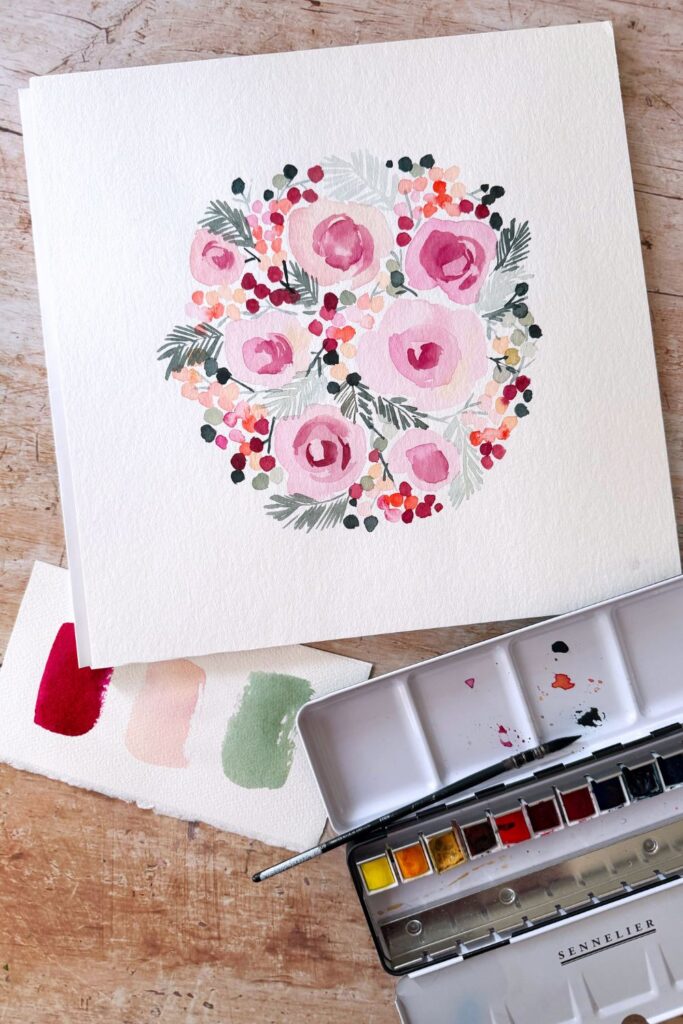 couronnes fleurs aquarelle en boule