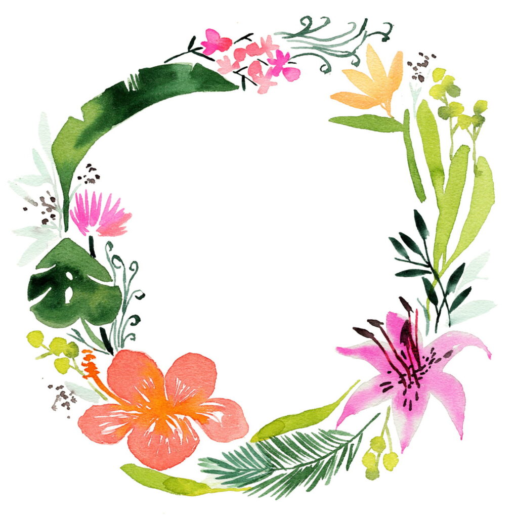 couronnes fleurs aquarelle inspiration jungle